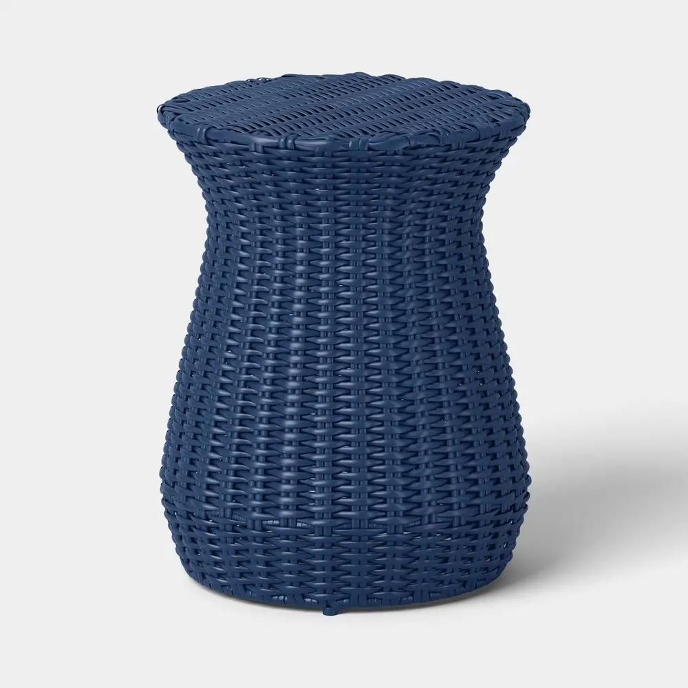 All-Weather Wicker Round Monochromatic Rope Accent Patio End Table - Threshold