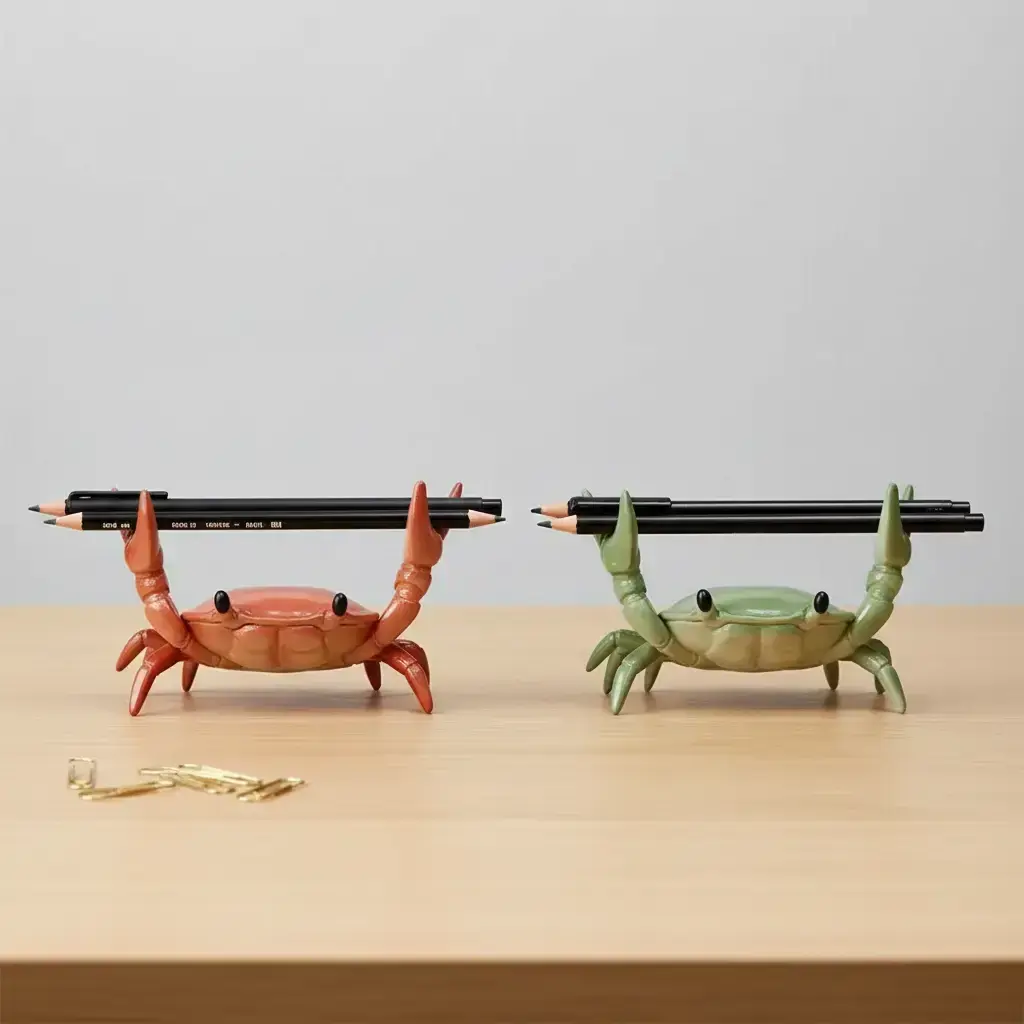 Crab Pen Holder Duo Bundle, 2 Counts PVC Crab-Shaped Desk Organizers, Decorative Stands for Office and Home Use, Office Desk Accessories, Desk Supplies, Pencil Holder, Marker Pen Holder, Penholder, Desk Tidy, Desktop Accessories