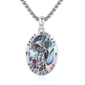St Raphael Necklace S925 Sterling Silver Saint Raphael Pendant, Patron Saint Of Raphael Amulet Proection Jewelry For Men Women With 316L Stainless Steel Chain and Gifts Box