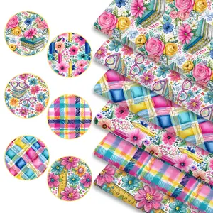 6pcs Teacher'S Day Appreciation Print Fabric Bundles, 45cm*50cm/17.72in*19.69in Fabric Squares for Quilting, Patchwork Sewing Material for Bedding, Tablecloth, Bags, Masks, Hats, Headbands, Pillowcases