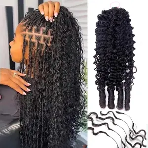 Burmese Curly Crochet Human Hair For Miracle Knots Bling Hair Invisible Pre-Separated Knotless Crochet Hair Human Hair Long Cord Feather for Braiding 50g/Pack 4 to 5 Bundles Recommended Beginners Friendly Summer Wig #DealsForYouDays