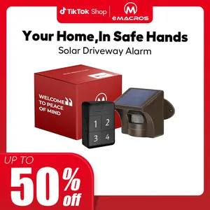 eMACROS Safeguard Wireless Driveway Alarm with SST PIR Technology - 1/2 Mile Range, Weatherproof Motion Sensor, Rechargeable Receiver with 7-Day Backup Power & 38 Chimes, 2024 New Upgraded