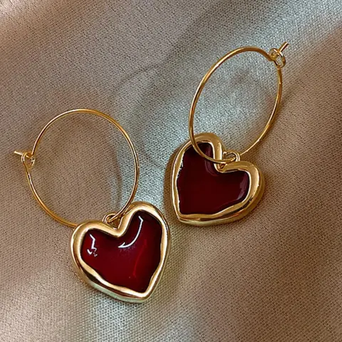 Fashionable Heart Decor Dangle Earrings, Casual Chic Earrings Jewelry for Women, Trendy Jewelry Gift for Party and Daily Life, Elegant Minimalist Earrings, Heart Shape Earrings, Heart Shaped Earrings, Earrings Dangling