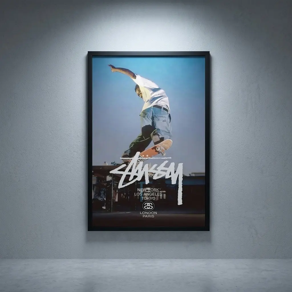 Vintage Skateboard Poster - Eco-Friendly High-Quality Canvas Wall Art, Hypebeast Room Decor with Optional Black Frame, Gallery Wrap or Unframed Print for Bedroom