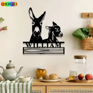 1pc Donkey Pair Metal Wall Art, Donkey Silhouette wall Scupltures Mural, Artistic Metalwork, Intricate Craftsmanship, Perfect for Housewarming, Family Day Decor, Perfect for Farmhouse Kitchen Garden Fence Decor, Ideal Gift for Rural Life Enthusiasts.