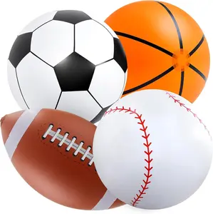 27 Inch Giant Inflatable Sports Beach Balls 4 Pcs - Includes Soccer, Baseball, Basketball, Football, Perfect for Sports, Birthday Party Favors and Outdoor Beach Activities