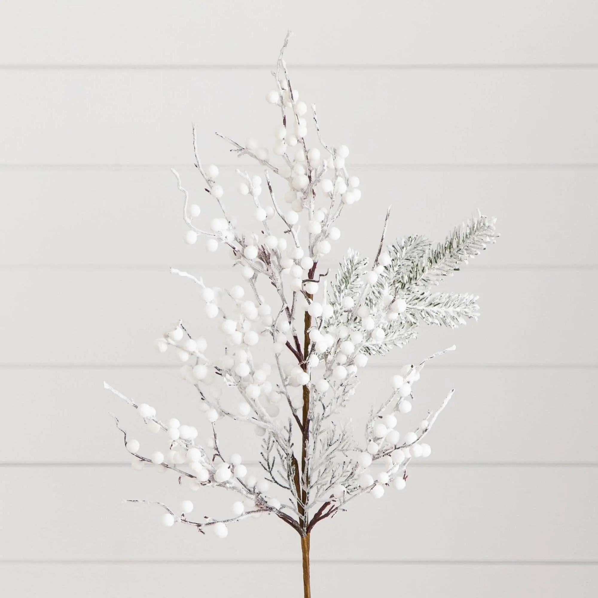 30" Artificial Flocked Berry Stems - Set of 3, Decoration Items with Artificial Flocked Foliage, Traditional Trim and Shape Fruit Ornaments for Home Decor