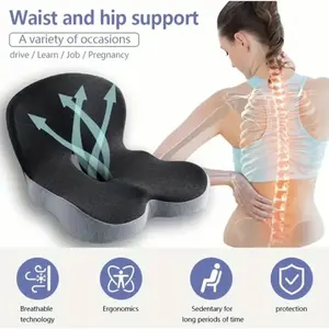 Non-Slip Memory Foam Seat Skin-Friendly Extended Zipper Easy Remove Wash BackSupport Cushion Comfy Chair Adjustable ChairBreathable Cloth Leg Pain Mesh