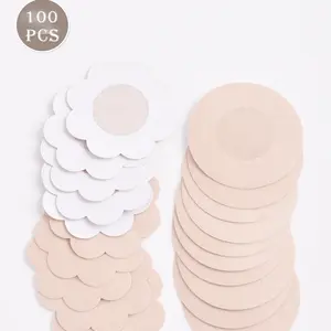 100pcs Disposable Nipple Covers – Seamless, Breathable, Fabric & Self-Adhesive Invisible Bra Cups for Women | Perfect for Weddings & Photoshoots