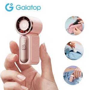 Gaiatop HF-18 Portable Handheld Mini Fan, 6 Speeds 16900 RPM High Velocity Personal Fan with LED Display, USB Rechargeable, Mini Fan with Lanyard for Makeup, Travel, Outdoor Fan for Women Girl Gift, Pink