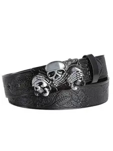 Gothic Skull Print Belt, Adjustable Boho Fashion Accessory, Suitable for Daily Wear, Parties, Holidays, Fall & Halloween, Teens
