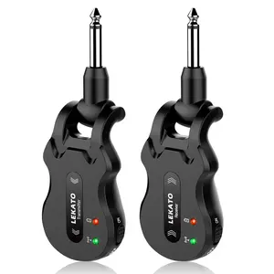 LEKATO WS-50 Wireless Guitar System, 5.8 Wireless Guitar Transmitter Receiver, Rechargeable Audio Wireless Transmitter Receiver, 4 Channels Transmission Range for Electric Guitar Bass