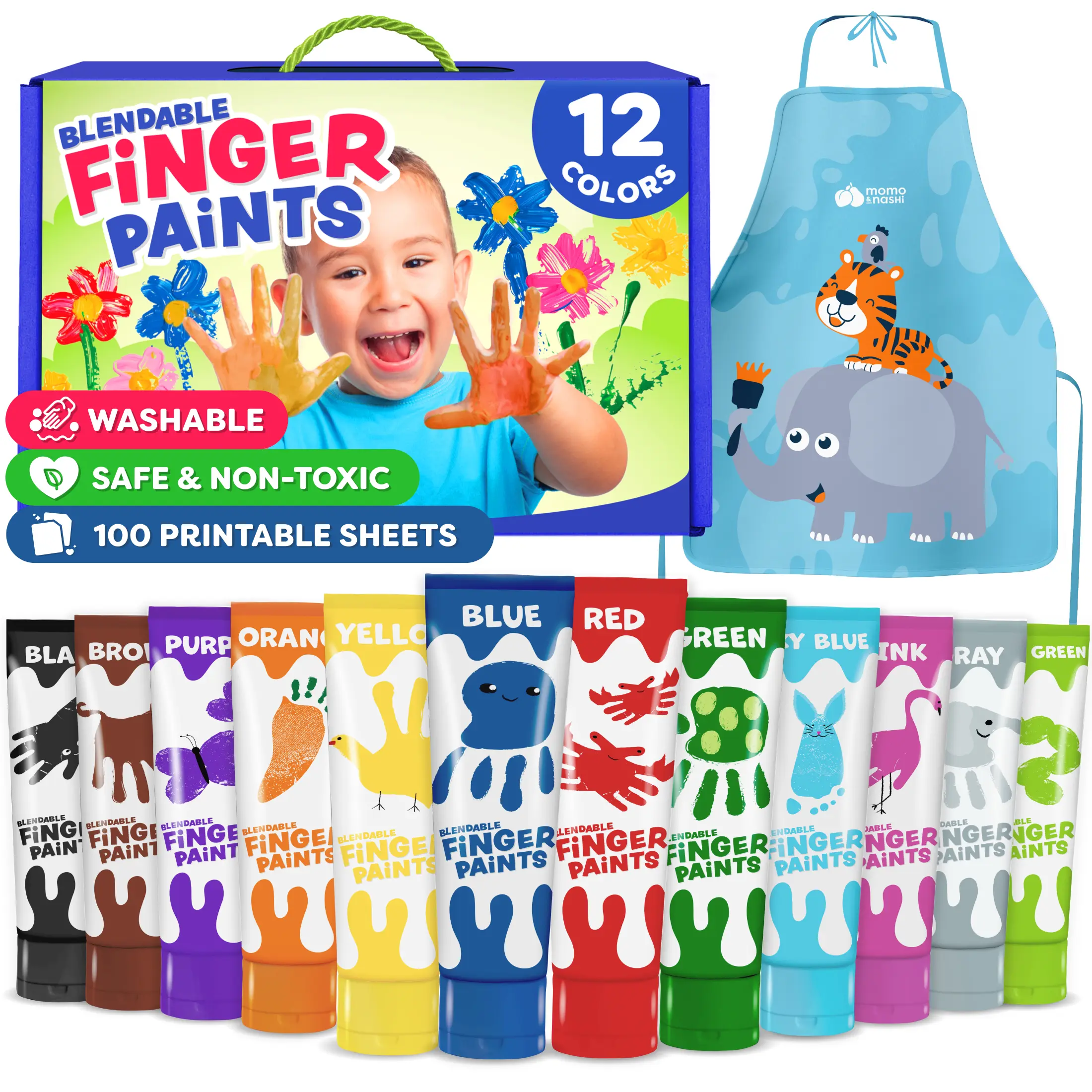 Finger Paint for Toddlers - [Back to school shopping] - Washable Paint for Kids - Non Toxic Baby Safe Toddler Art Supplies