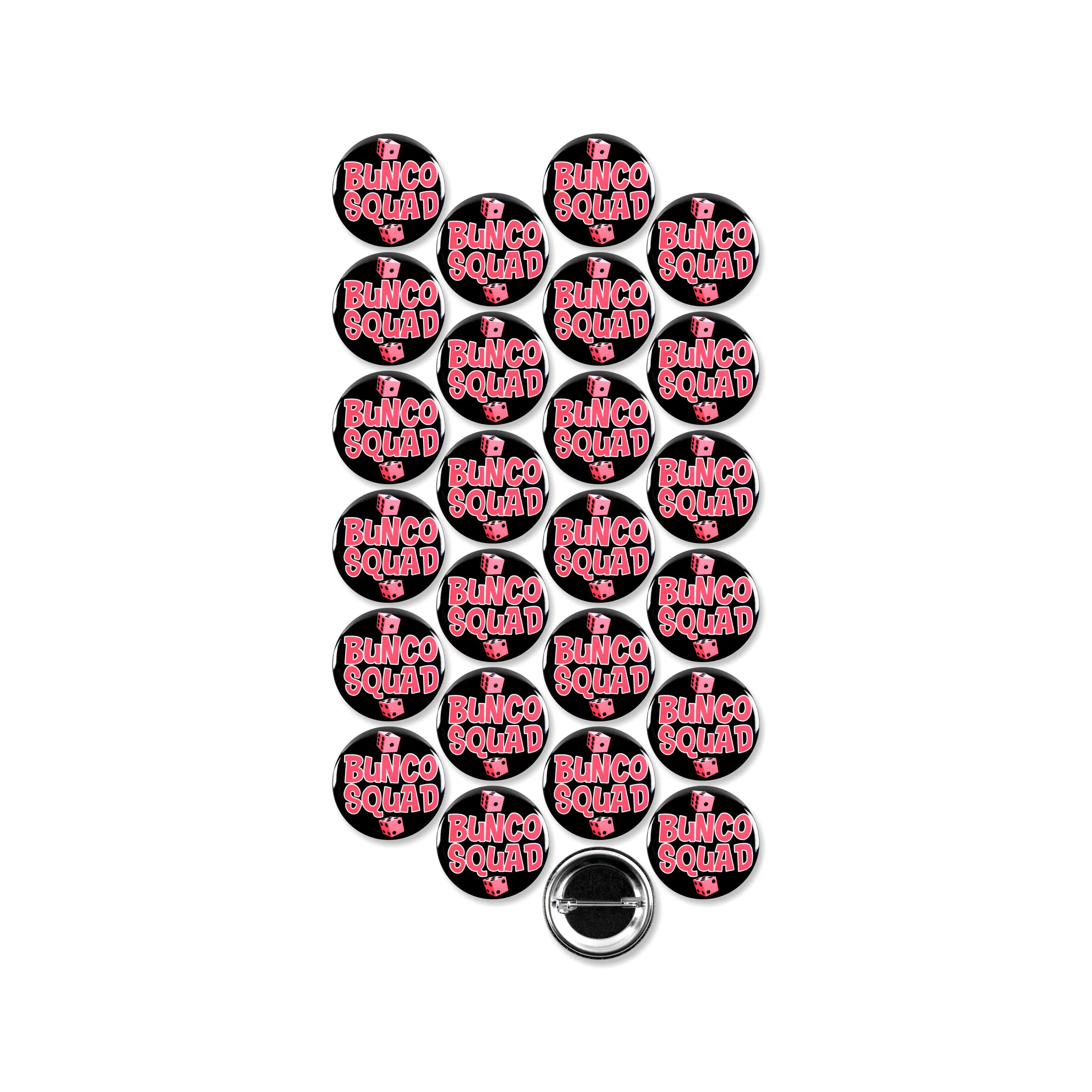 25 Pack - Bunco Squad Pinback Buttons - 1.5 Inch