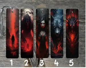 Spooky Theme High-Gloss Metal Bookmarks, 1-Sided Print, Random Tassel, Ideal for Literature & Art Enthusiasts, One-Sided Print