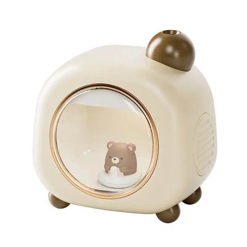 Mini USB Plug Humidifier with Adorable Cartoon Design, LED Light, Removable Tank, USB Port - 12.5 * 13.5Cm Air Hydration Device for Bedroom, Office, Girls, Friends Great Gift Idea