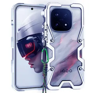 Aluminum Metal Bumper Case For Phone Case for Vivo Iqoo 15ultra,15r,13,12pro,Neo10pro,Neo9spro+,Neo8se,Neo7,6se,5s, Z11Turbo,Z10lite,Z10turbo Pro+ Case Shockproof Cover Funda Coque With arm lanyard