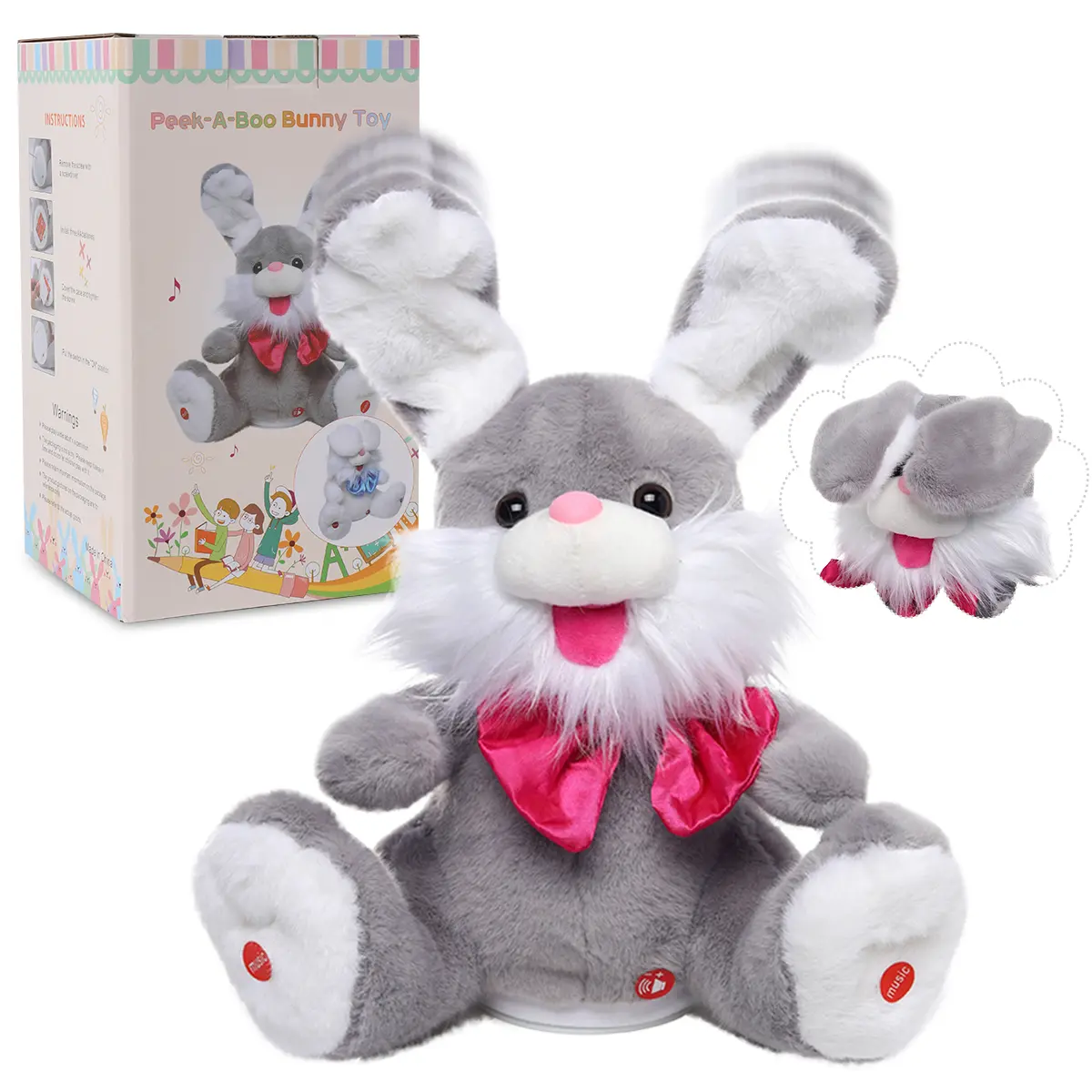Emoin Talking Bunny Stuffed Animal - Cute Design, Soft Cuddly Stuffed Animal Gifts with Word-Repeating, Kids' Song-Singing, Lullaby-Playing Features, Soft Ears Toy for Baby Girls, Easter Gift