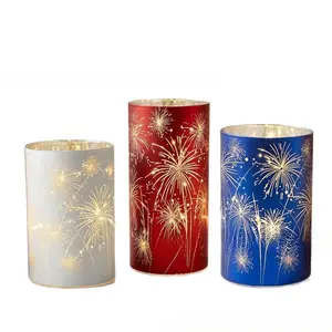 Celebration Fireworks Lantern Set Blue, Three-Color Hurricane Valerie Decoration, Perfect for Festive Events