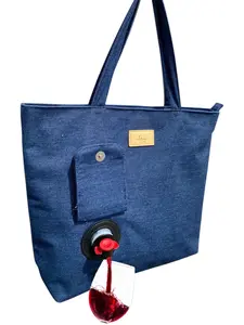 Eterno Vino - Water Resistant Dark Jean Wine Purse With Hidden Spout