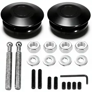 2 Pack Quick Latch Hood Pins Universal 2.44" Diameter Quick Release Latch Push Button Hood Bonnet Pins Lock Clip Kit (Black)
