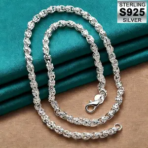 925 Sterling Silver Exquisite Solid Chain necklace Fashion Charm Women Men Solid Wedding Cute Simple Models Jewelry necklace  Charms fashion designer party Wedding Jewelry Holiday gifts