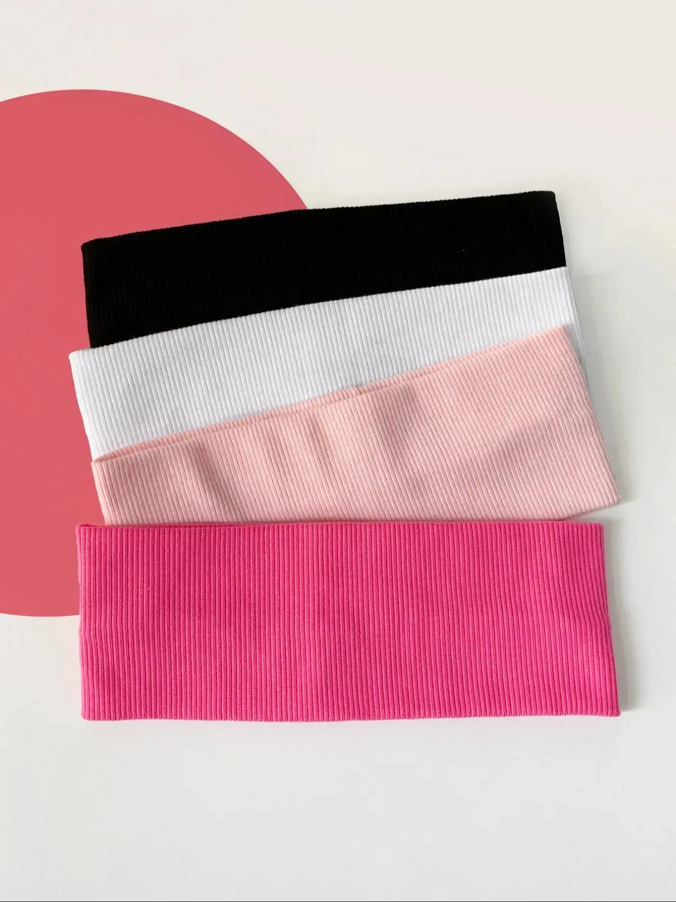 Wide Ribbed Elastic Headbands, Soft Non-Slip Stretch Hair Bands for Women, Yoga Workout Hair Wraps, Fashion Solid Color Turban Headbands, Sweat Absorbent Sports Headband