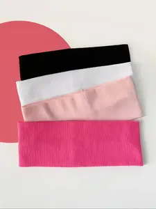 Wide Ribbed Elastic Headbands, Soft Non-Slip Stretch Hair Bands for Women, Yoga Workout Hair Wraps, Fashion Solid Color Turban Headbands, Sweat Absorbent Sports Headband