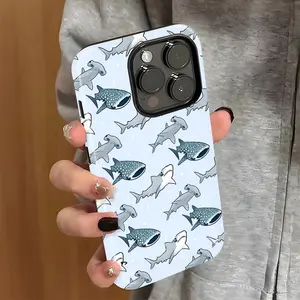 Whale Shark Pattern Phone Case, Shockproof Rugged Cover Dual Layer Soft TPU Hard PC Bumper Hard Shell Design for iPhone X 11 12 13 14 15 16 17 Pro Max Plus Air