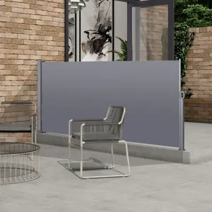 Retractable Side Screen Awning, UV Resistant, Waterproof, Patio Privacy Screen for Garden, Balcony, Courtyard(Dark Grey), 118.1" x 62.99" ,Room Divider Privacy Screens ,Patio Privacy Screen for Garden, Balcony,Stable and sturdy Foldable Space  Durable Sun