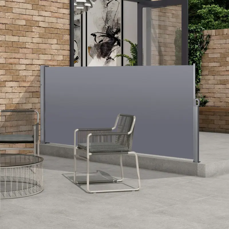 Retractable Side Screen Awning, UV Resistant, Waterproof, Patio Privacy Screen for Garden, Balcony, Courtyard(Dark Grey), 118.1" x 62.99"