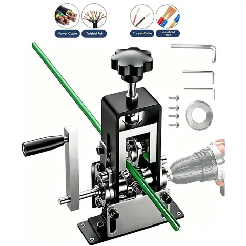 Heavy Duty Manual Wire Stripping Machine, Dual Mode Hand Crank & Drill Powered, Efficient Copper Wire Peeler for Scrap Recovery