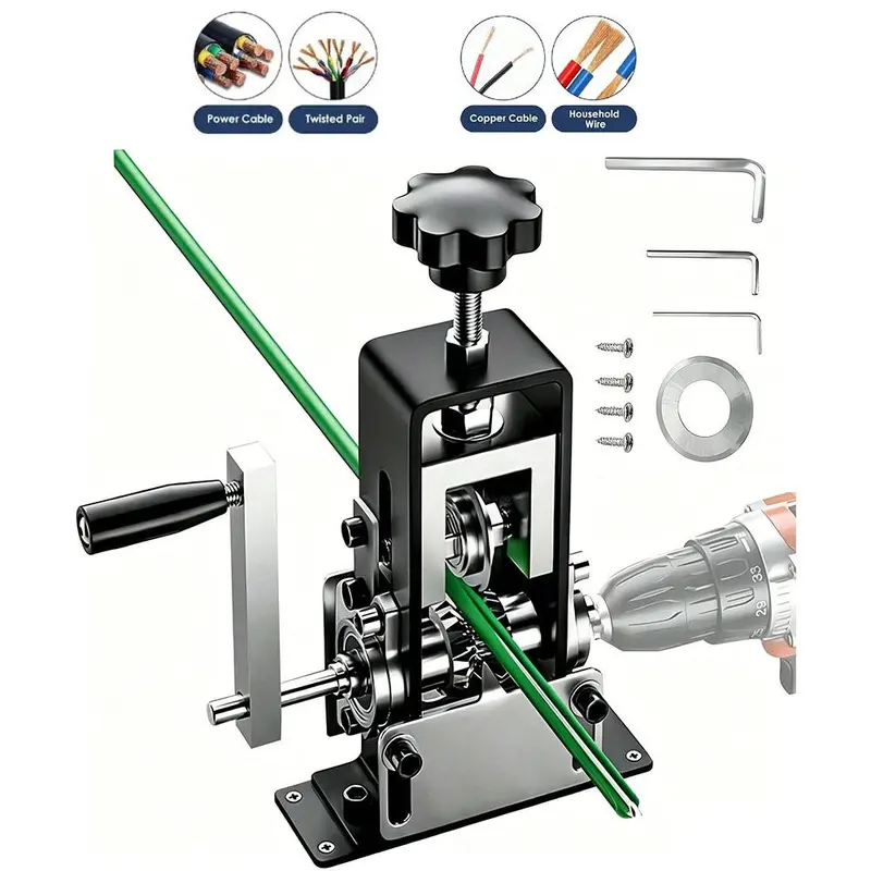 Heavy Duty Manual Wire Stripping Machine, Dual Mode Hand Crank & Drill Powered, Efficient Copper Wire Peeler for Scrap Recovery