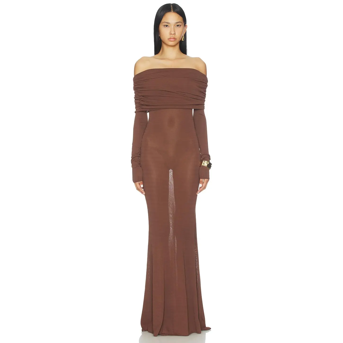 LPA Marren Maxi Knit Dress in Chocolate Brown