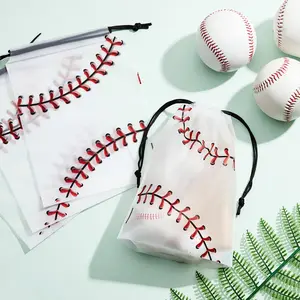 Baseball Drawstring String Bag, 50 Pack Drawstring Baseball Party Favor Goodie Bags Baseball Snack Bags Baseball Treat Bags Baseball Theme Cinch Bags Backpack Sports Party Supplies, 6 x 8 Inch