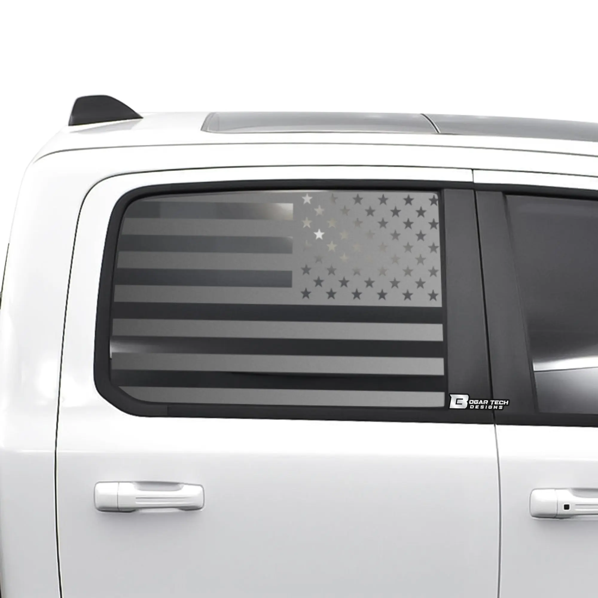 American Flag Side Window Decal for Dodge Ram 2019–2025 – Precut Matte Black Vinyl