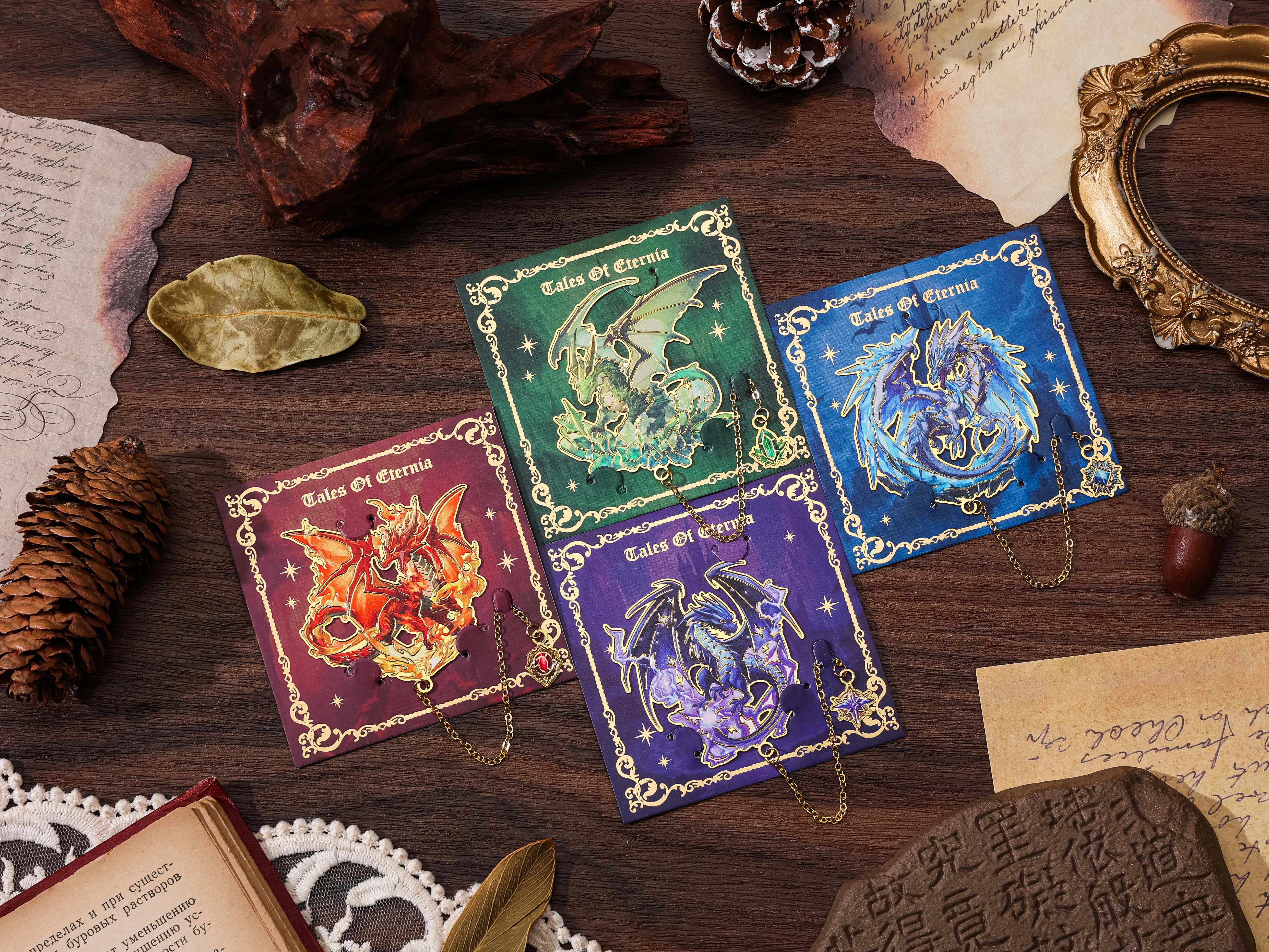 4 Pcs Dragon Bookmarks - Fantasy Wings Collectibles, 4 Styles (Fire Red, Ice Blue, Thunder Purple, Forest Green) - Stylish Metal Bookmarks, Book-Inspired Gifts for Book Lovers to Enhance Reading Experience