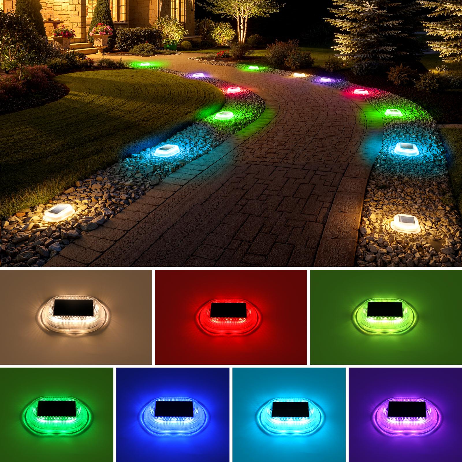 FabStyl Durable Aluminum Solar Driveway Deck Dock Light, 9 RGB Lighting Colors Modes, Ourdoor Waterproof Decorative Ligh