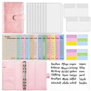A6 PU Budget Binder Planner Notebook Cash Envelopes Set with Binder Pockets For Money Budget Saving Bill Organizer Save Money Cardbook
