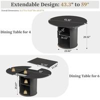 Black 43"-59" Extendable+hidden Storage