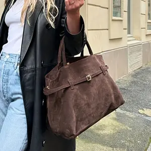 Women's Large Capacity Faux Suede Handbag, Elegant Hobo Style Wallet, Hardware, Adjustable Strap, Ideal for Work Travel Daily Use, Daily Commuting Bags