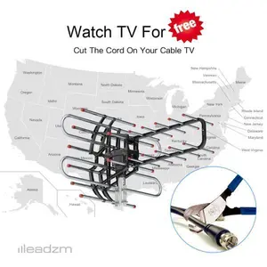 [ Father's Day Gift ]Leadzm TA-851B 350°Rotation UV Dual Frequency 45-860MHz 22-28dB Open Antenna Silver