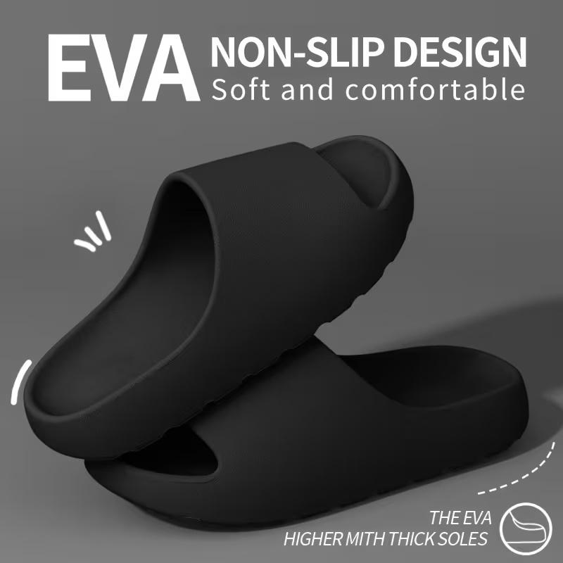 Plus Size Platform Pillow Slippers Slides for Women and Men - Lightweight Spa Open Toe Shower Sandals for Indoor & Outdoor Thick Sole Beach Shoes