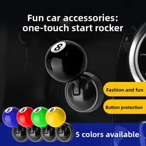 Car Metal One-Button Start Rocker Ball Car One-Button Start Decorative Sticker Car Button Key Protection Cover  Vinyl Decals