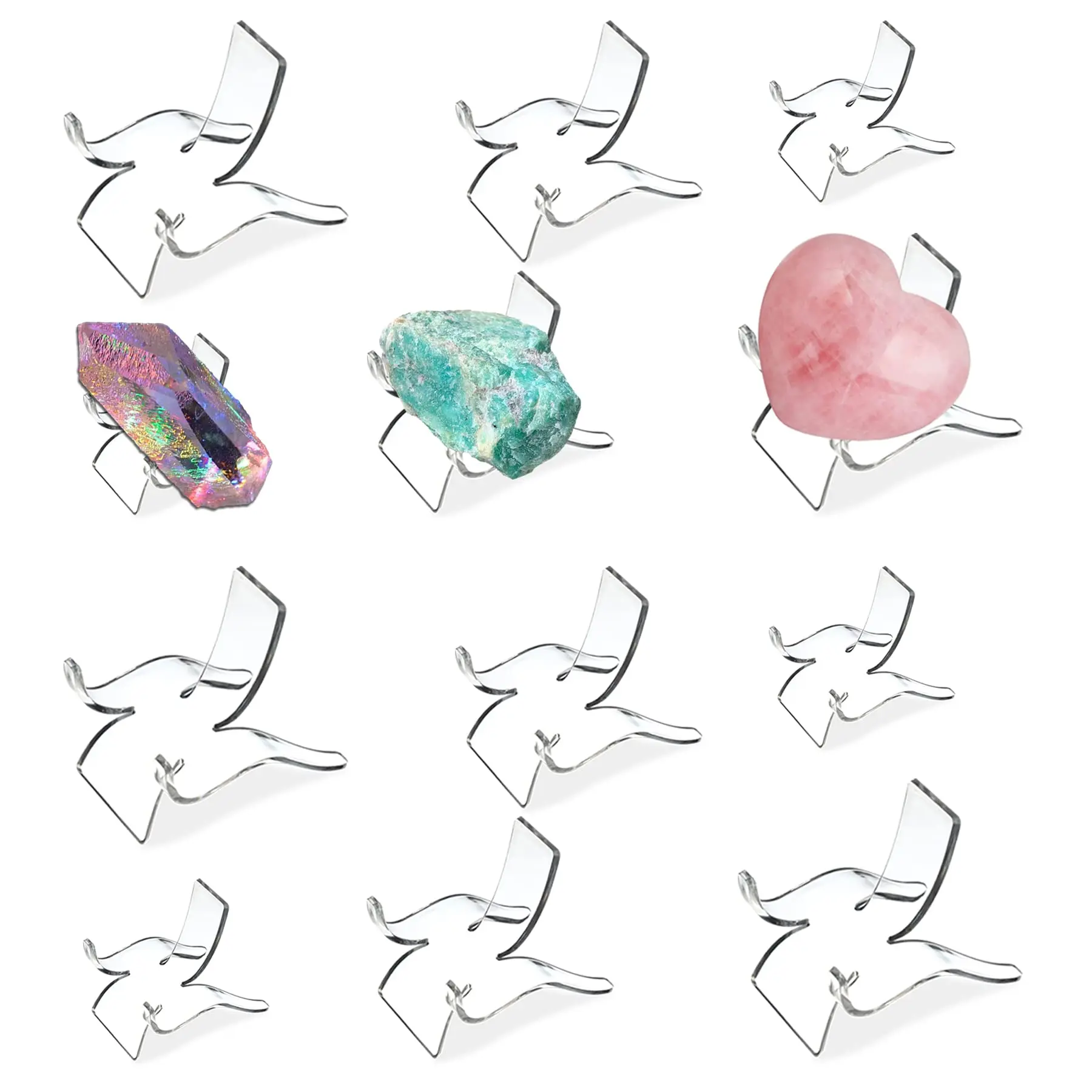 (3 Sizes 12 Pcs)crystal Display Stand Crystal/rock Holder Clear Easel Stands Pedestal For Crystal Geodes Rock Mineral Agate Coral Small Collectibles