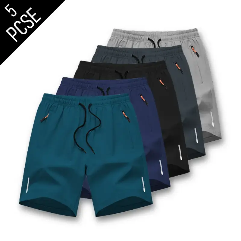 Jorts for Men Quick Dry Workout Shorts with Zipper Pockets, Breathable Soft Comfortable Lightweight Premium Fabric, Loose Fit Elastic Drawstring Waist Reflective Design, Fashion Casual Versatile All-Match for Gym Running Outdoor Daily Summer Wear
