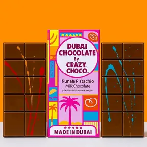 Dubai Premium Chocolate Bar - Kunafa Pistachio Milk Chocolate 7 oz - Made in UAE with Pistachio Cream - Ice Pack Included