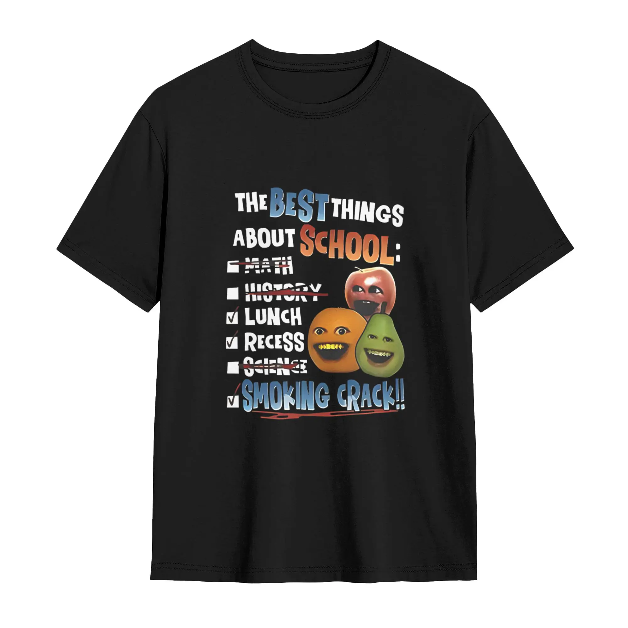 Annoying Orange Crack Shirt The Best Things About School Unisex T-Shirt Gildan 5000 Crew Neck Short Sleeve Medium Fit Casual Cartoon Streetwear Top Women's Wear Day