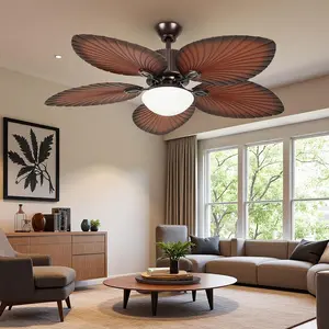 【Dealsforyoudays】Yitahome 46"/52" Tropical Ceiling Fan with Light & Remote, 5-Blade Whisper-Quiet DC Motor 6-Speed & Reversible Airflow, 6''/12'' Downrods for Bedroom, Living Room, Dining Room