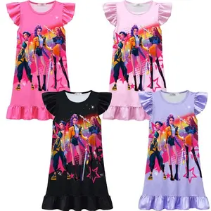Girls Casual Dress Novetly Dresses Cartoon Nightdress Print Top
